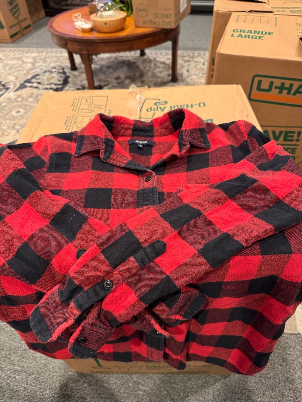 Madewell Red and Black Buffalo Plaid Button-Down Shirt
